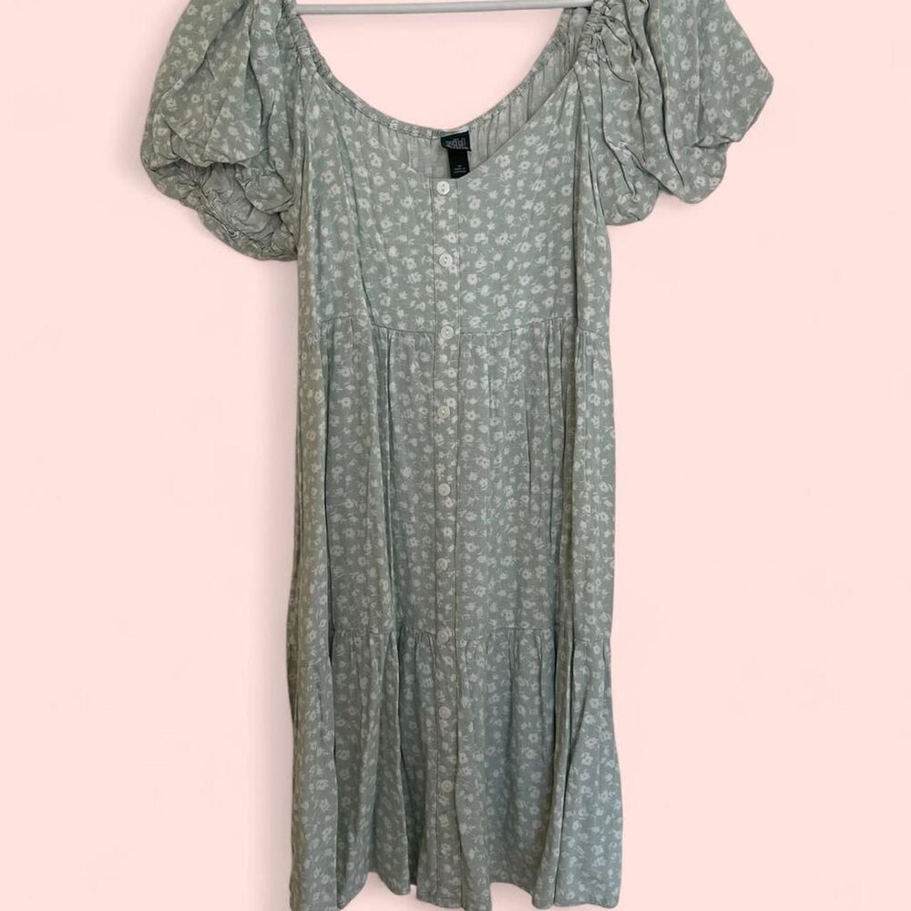 Wild-fable Women's Green and White Dress